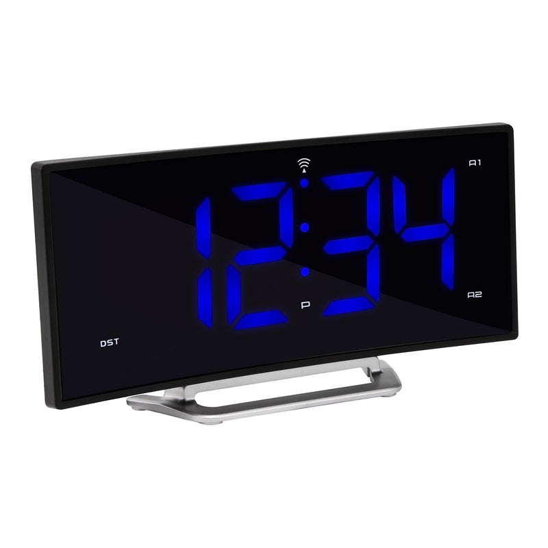 La Crosse Technology Curved Blue LED Atomic Dual Alarm Clock, 1.8 Inch (617-249) - Image 2